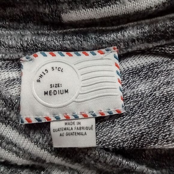Anthropologie Postmark Mila Grey Striped Oversized Top Size Medium Gray Boxy - Picture 6 of 10